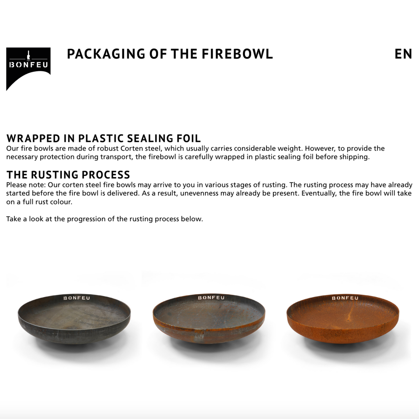 BonFeu- BonBowl Outdoor Fire Bowl in Corten (Available in 60cm, 80cm, 100cm, 120cm, 150cm)