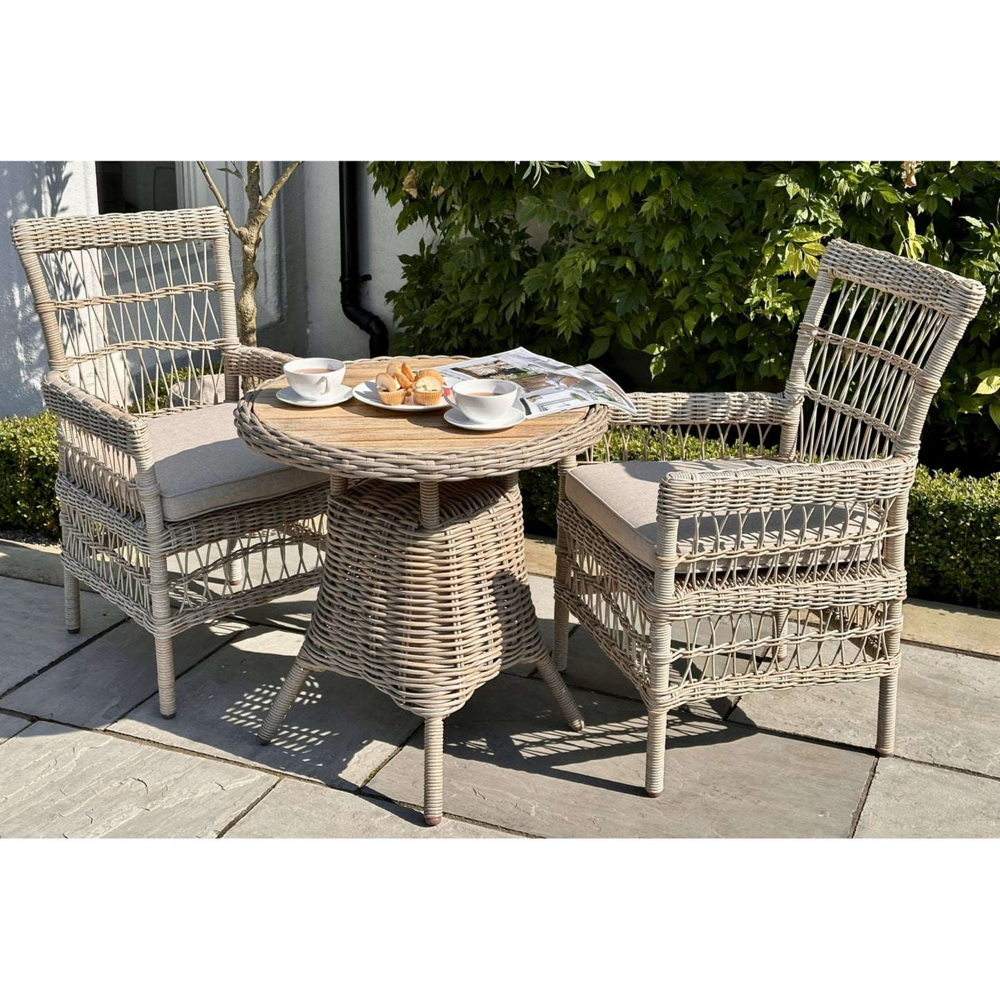 Amalfi Collection Outdoor Bistro Table With Wood Top - The Reviva Hub