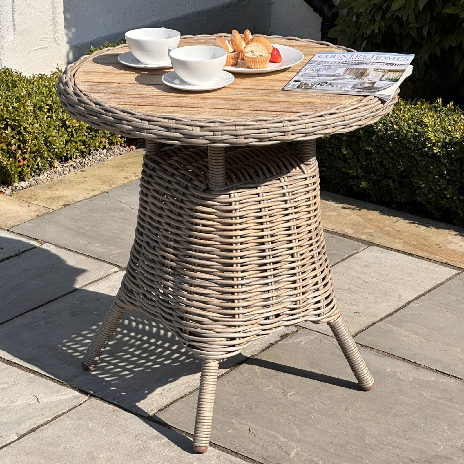 Amalfi Collection Outdoor Bistro Table With Wood Top - The Reviva Hub