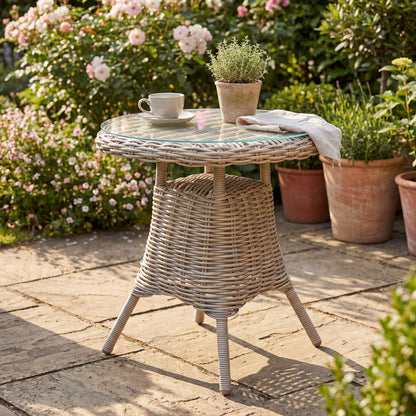 Amalfi Collection Outdoor Bistro Table With Glass Top - The Reviva Hub