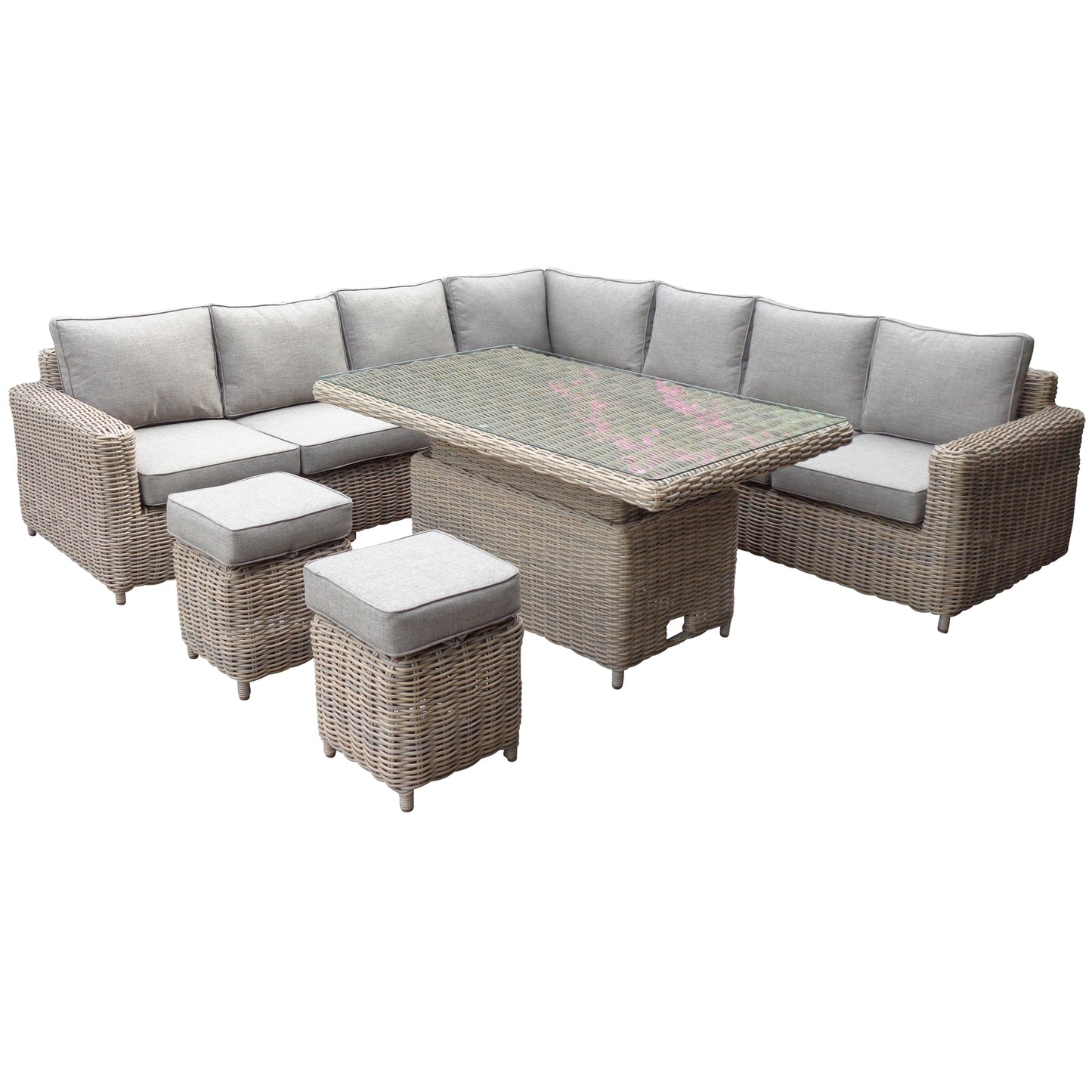 Amalfi Outdoor Large Corner Set With Riser Table + 2 Stools - The Reviva Hub