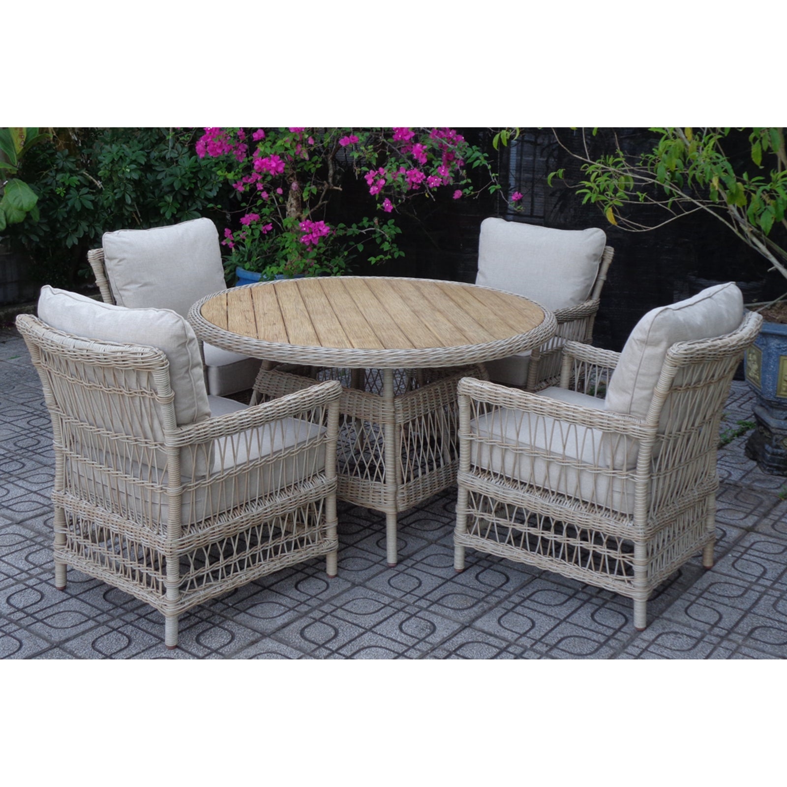 Provence Collection Outdoor 4 Seater Round Dining Set - The Reviva Hub