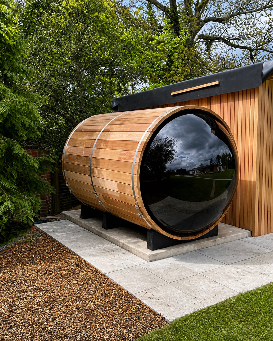 Fonteyn- Outdoor Barrel Sauna Panorama 1800