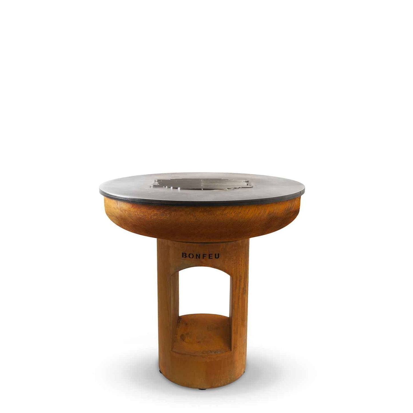 BonFeu- BonBiza XL Open Fire Bowl & Plancha Grill in Corten - The Reviva Hub