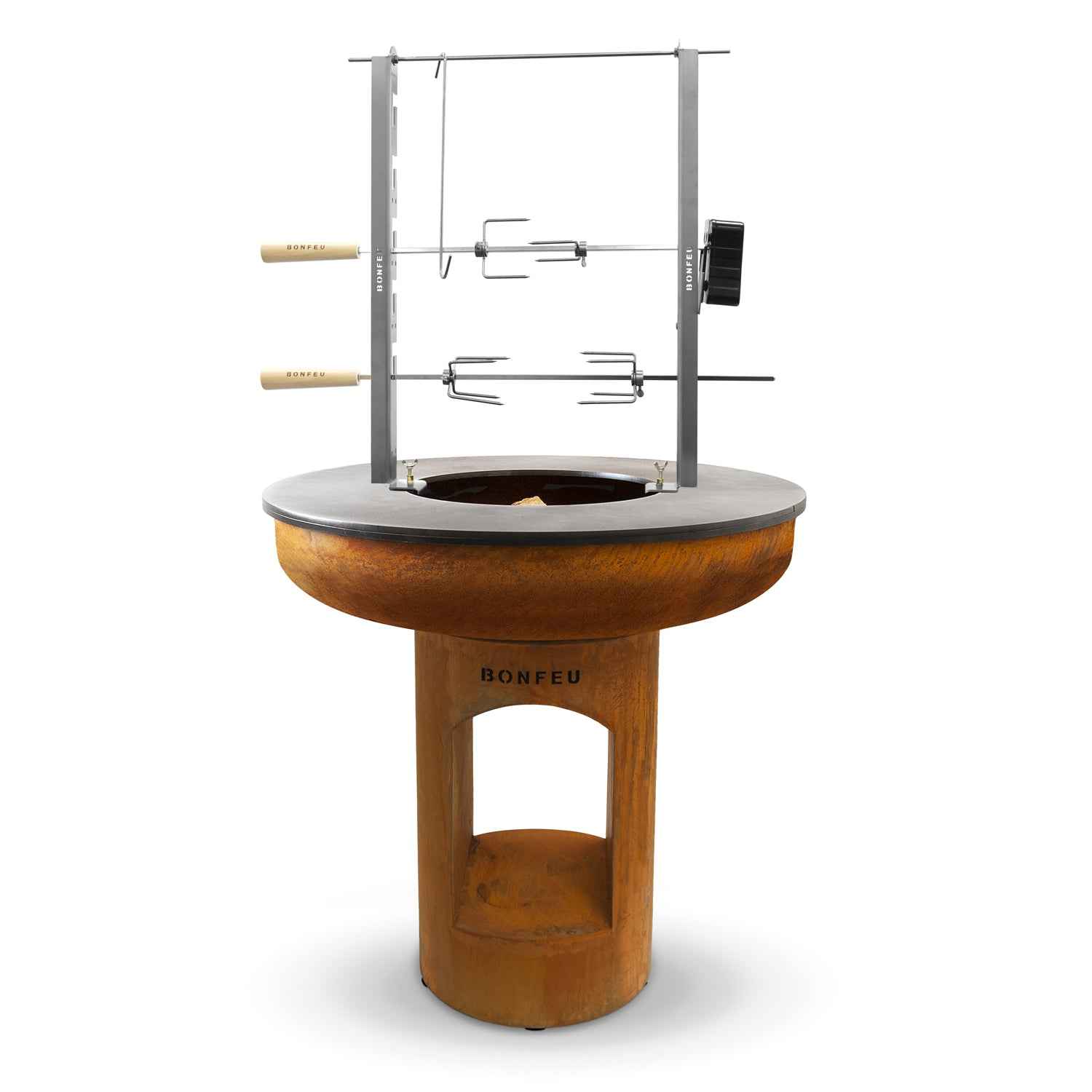 BonFeu- BonBiza XL Open Fire Bowl & Plancha Grill in Corten - The Reviva Hub
