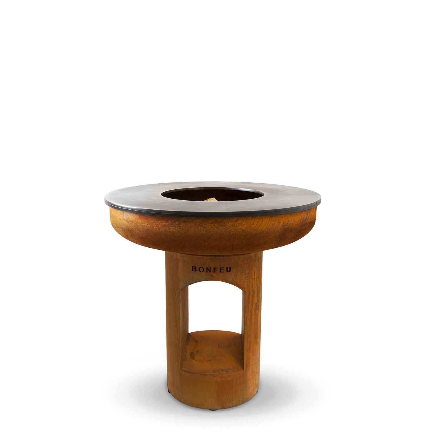 BonFeu- BonBiza XL Open Fire Bowl & Plancha Grill in Corten - The Reviva Hub