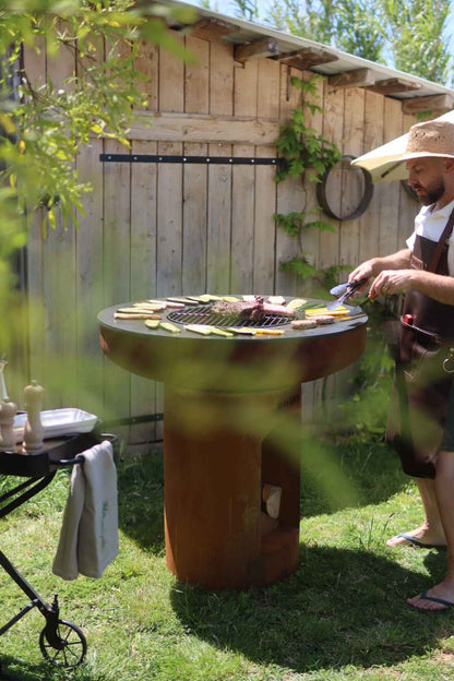 BonFeu- BonBiza XL Open Fire Bowl & Plancha Grill in Corten - The Reviva Hub