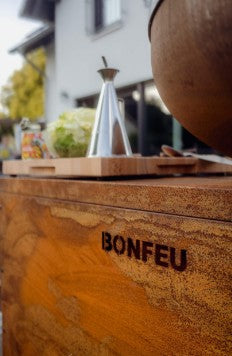BonFeu- BonBiza Island Fire Bowl & Outdoor Kitchen in Corten