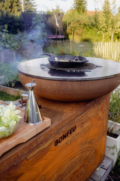 BonFeu- BonBiza XL Island Fire Bowl & Outdoor Kitchen in Corten