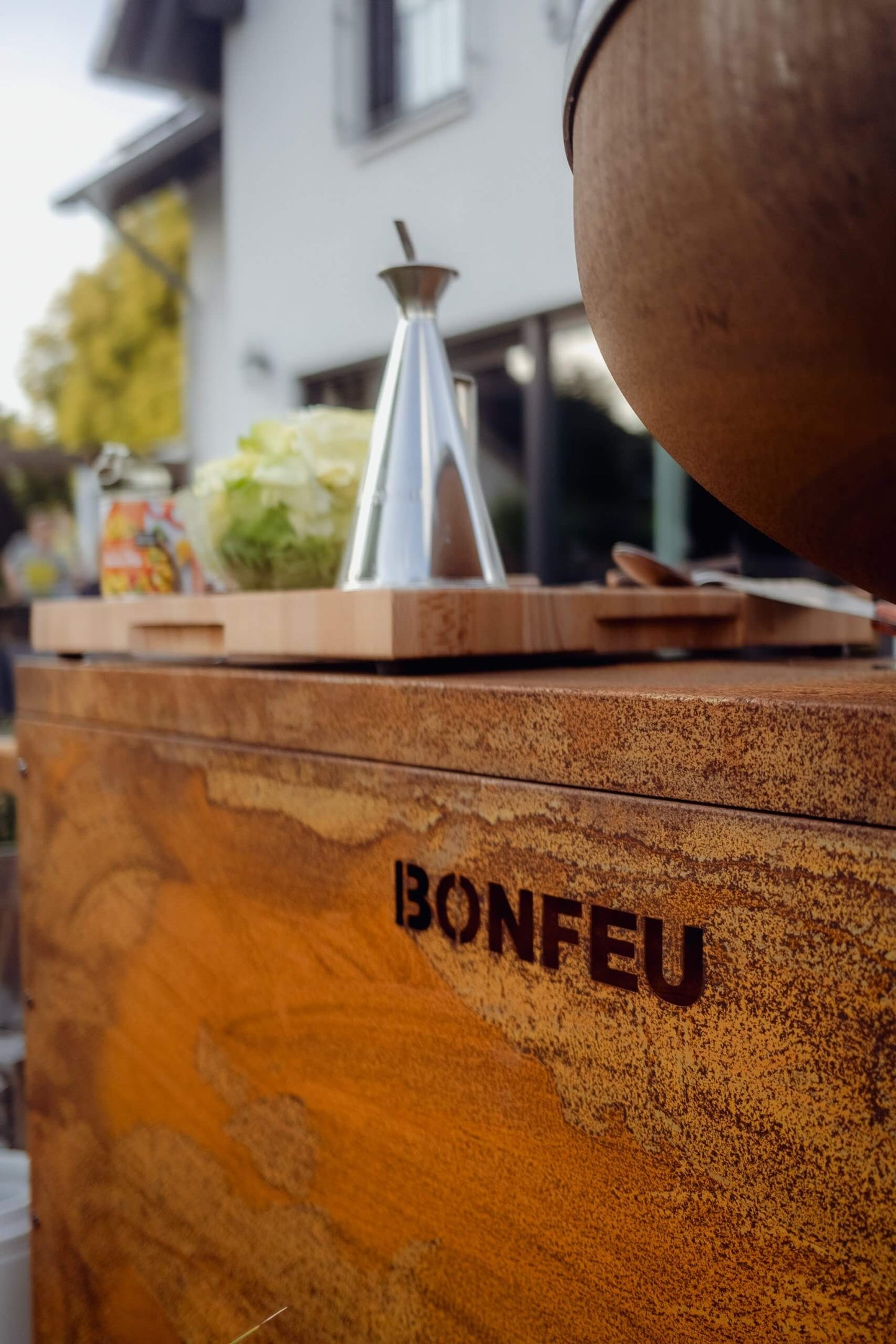 BonFeu- BonBiza XL Island Fire Bowl & Outdoor Kitchen in Corten
