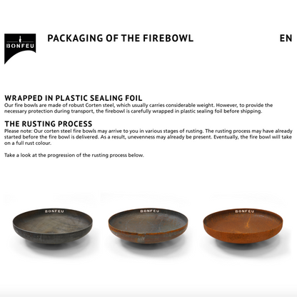 BonFeu- BonBowl Outdoor Fire Bowl in Corten (Available in 60cm, 80cm, 100cm, 120cm, 150cm)