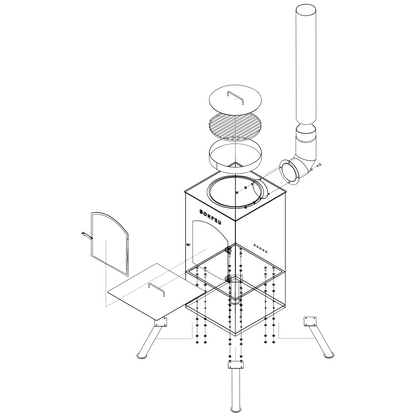 BonFeu- BonCarré Outdoor Chiminea Fireplace & Grill