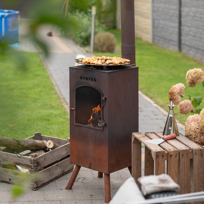 BonFeu- BonCarré Outdoor Chiminea Fireplace & Grill