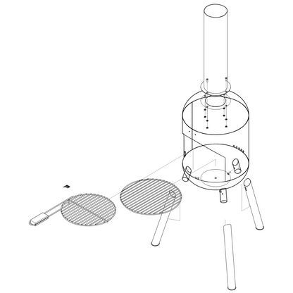 BonFeu- BonSelo Outdoor Chiminea Fireplace & Grill in Black