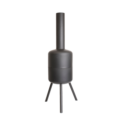 BonFeu- BonSelo Outdoor Chiminea Fireplace & Grill in Black