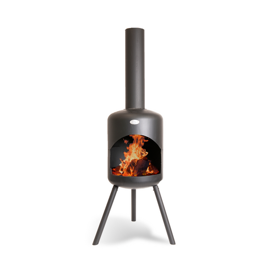 BonFeu- BonSelo Outdoor Chiminea Fireplace & Grill in Black - The Reviva Hub