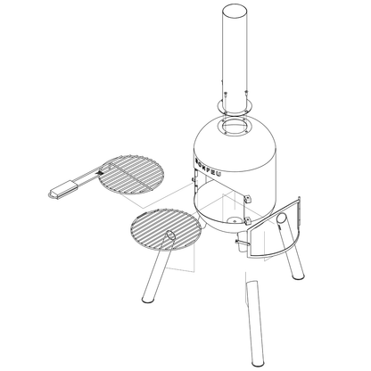 BonFeu- BonSolo Outdoor Chiminea Fireplace & Grill