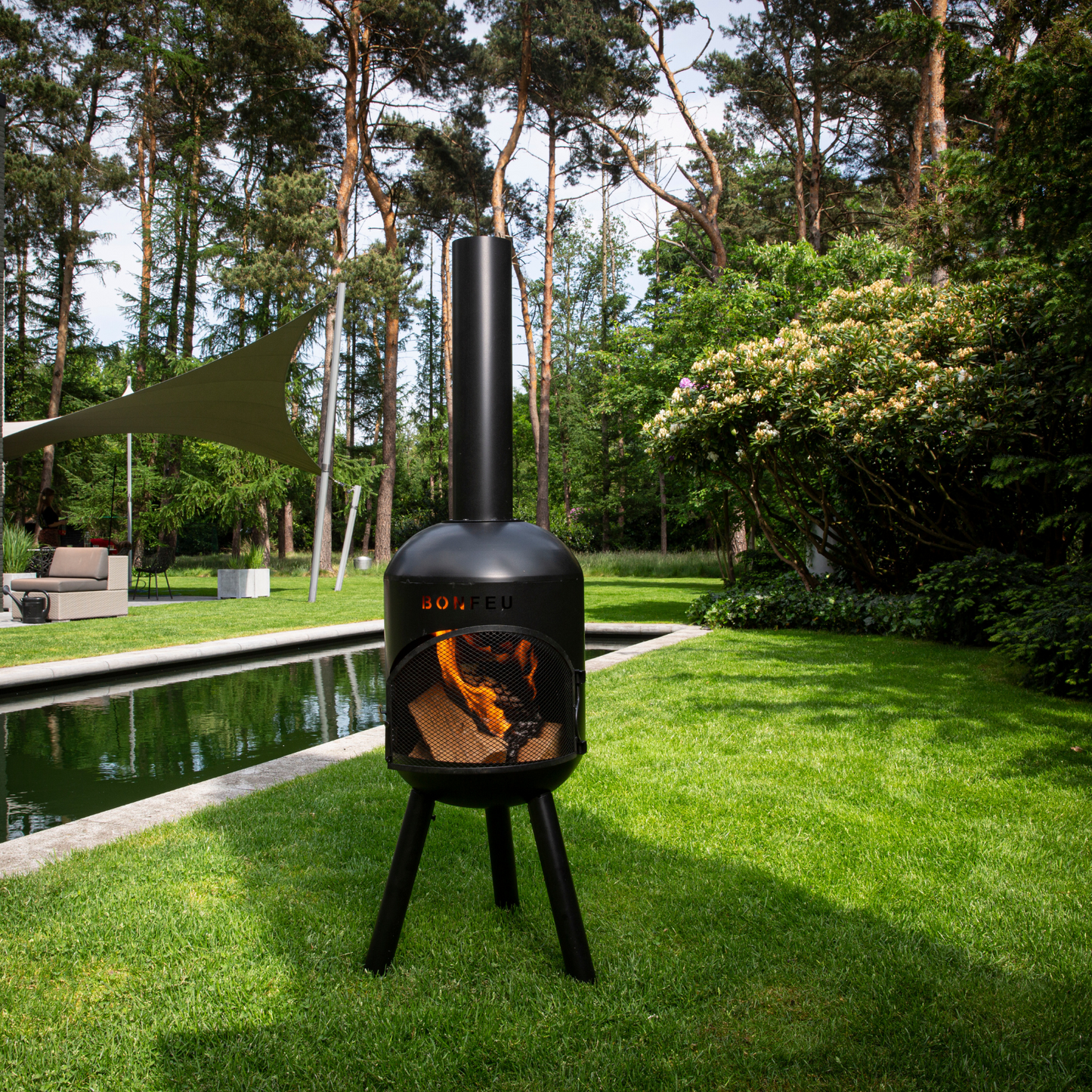 BonFeu- BonSolo Outdoor Chiminea Fireplace & Grill