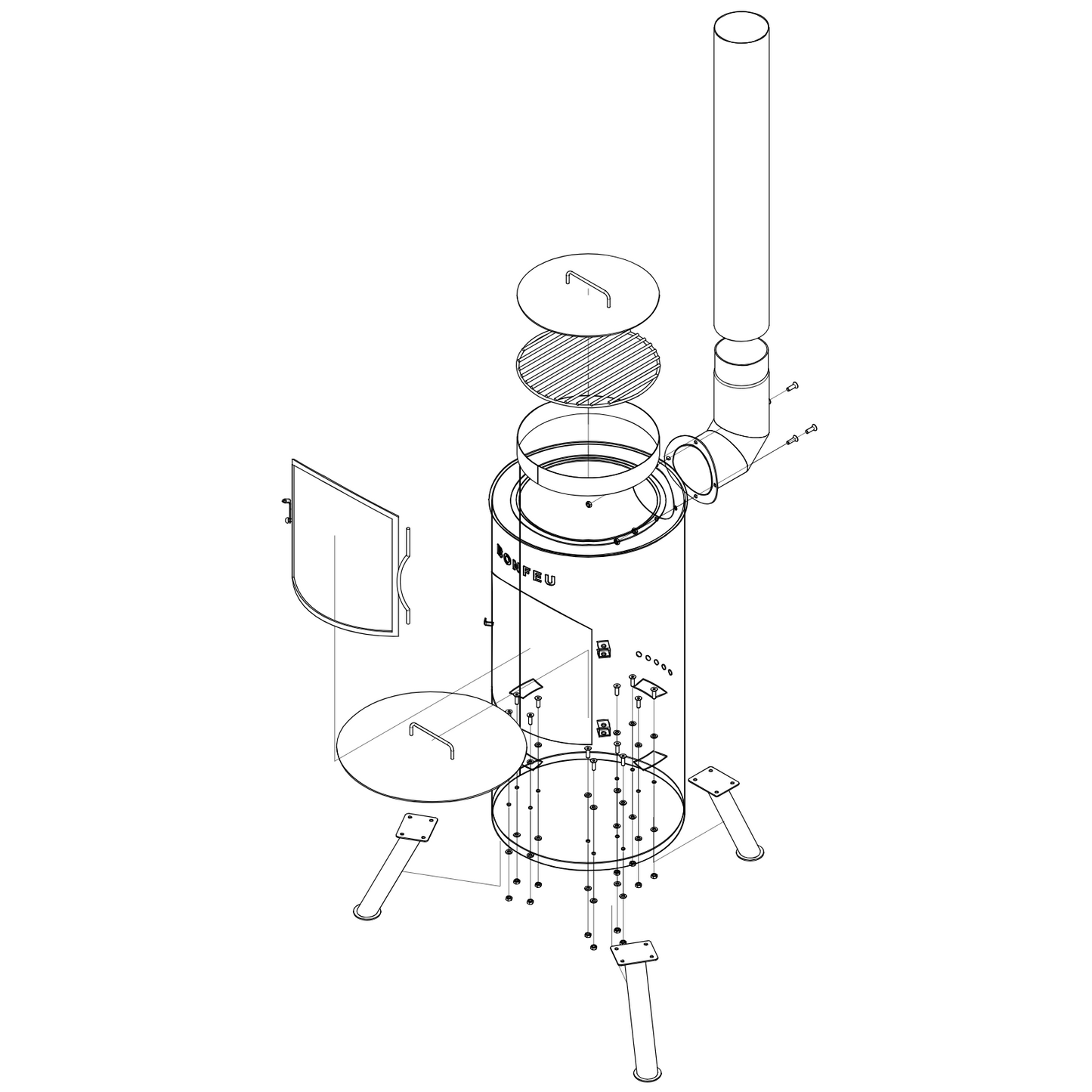 BonFeu- BonTino LP Outdoor Chiminea Fireplace & Grill