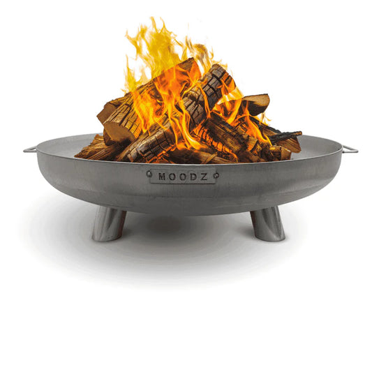MOODZ - 100cm Stainless Steel Steel Fire Bowl With Feet & Handles - The Reviva Hub