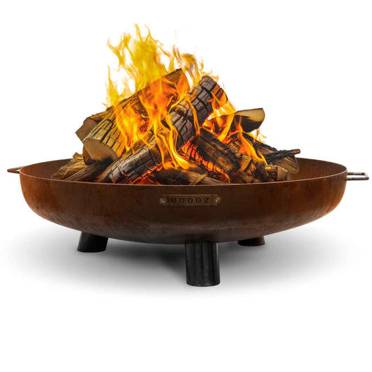 MOODZ - 100cm Corten Steel Fire Bowl With Feet & Handles - The Reviva Hub