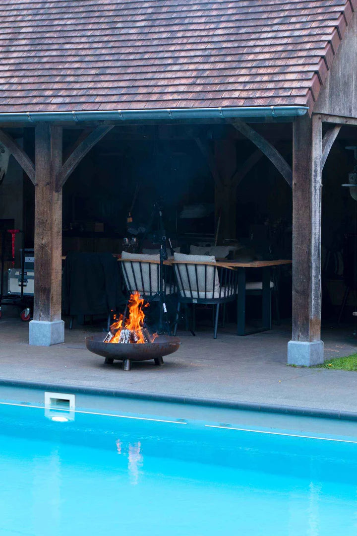MOODZ - 100cm Corten Steel Fire Bowl With Feet & Handles - The Reviva Hub