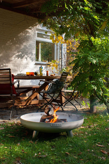 MOODZ - 100cm Stainless Steel Steel Fire Bowl With Feet & Handles - The Reviva Hub