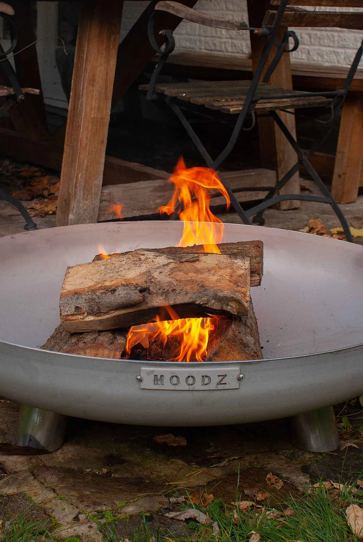 MOODZ - 80cm Stainless Steel Steel Fire Bowl With Feet & Handles - The Reviva Hub
