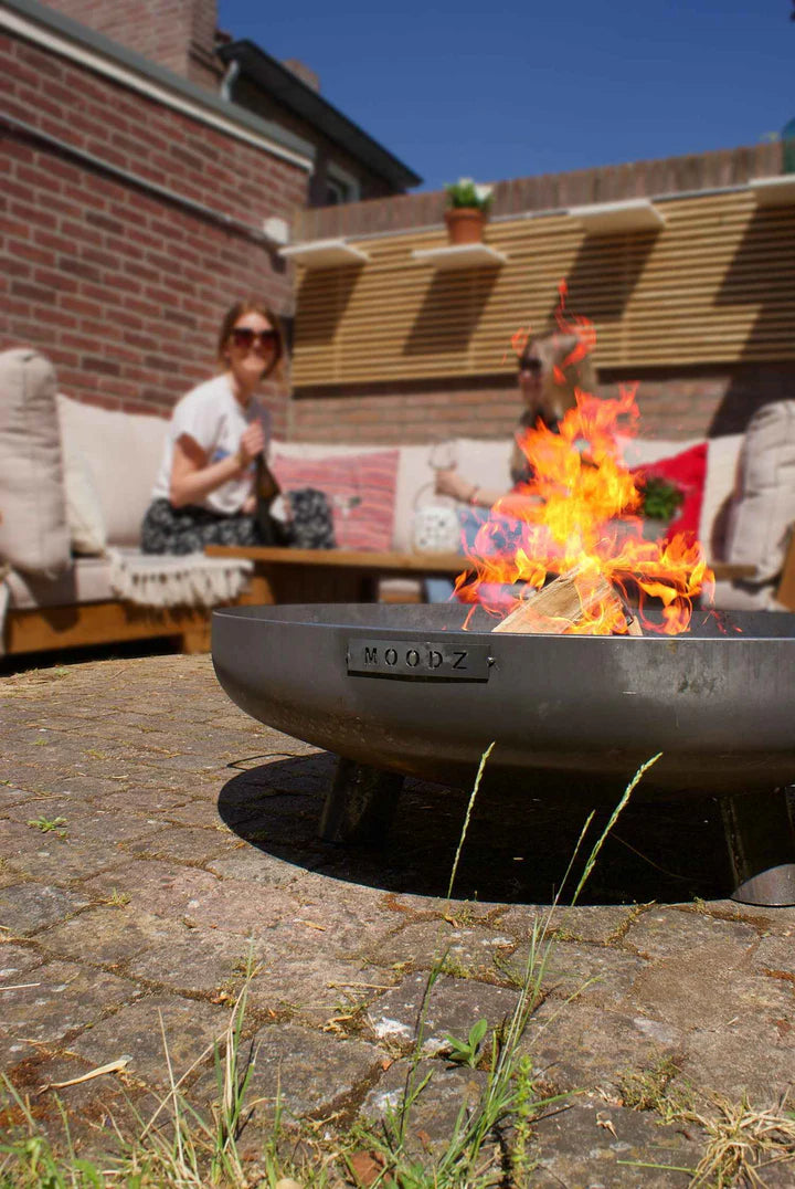 MOODZ - 100cm Stainless Steel Steel Fire Bowl With Feet & Handles - The Reviva Hub