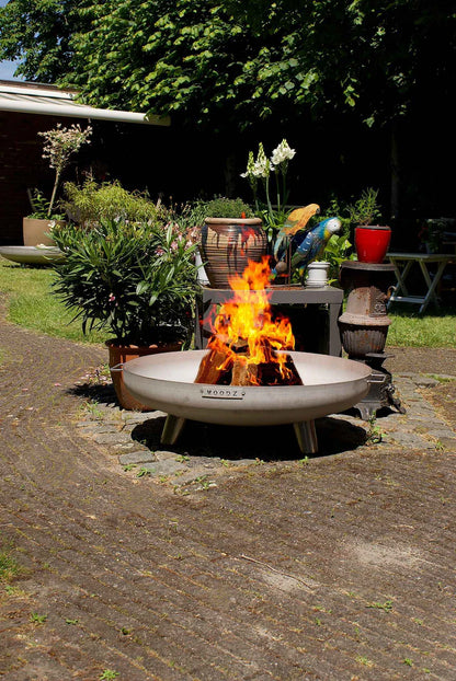 MOODZ - 100cm Stainless Steel Steel Fire Bowl With Feet & Handles - The Reviva Hub
