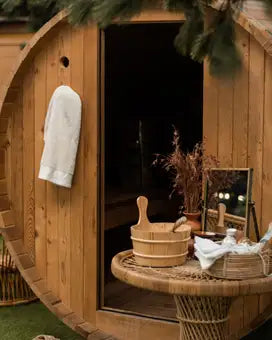 Fonteyn- Barrel Sauna 7+3 ft. Grandview Rustic - The Reviva Hub